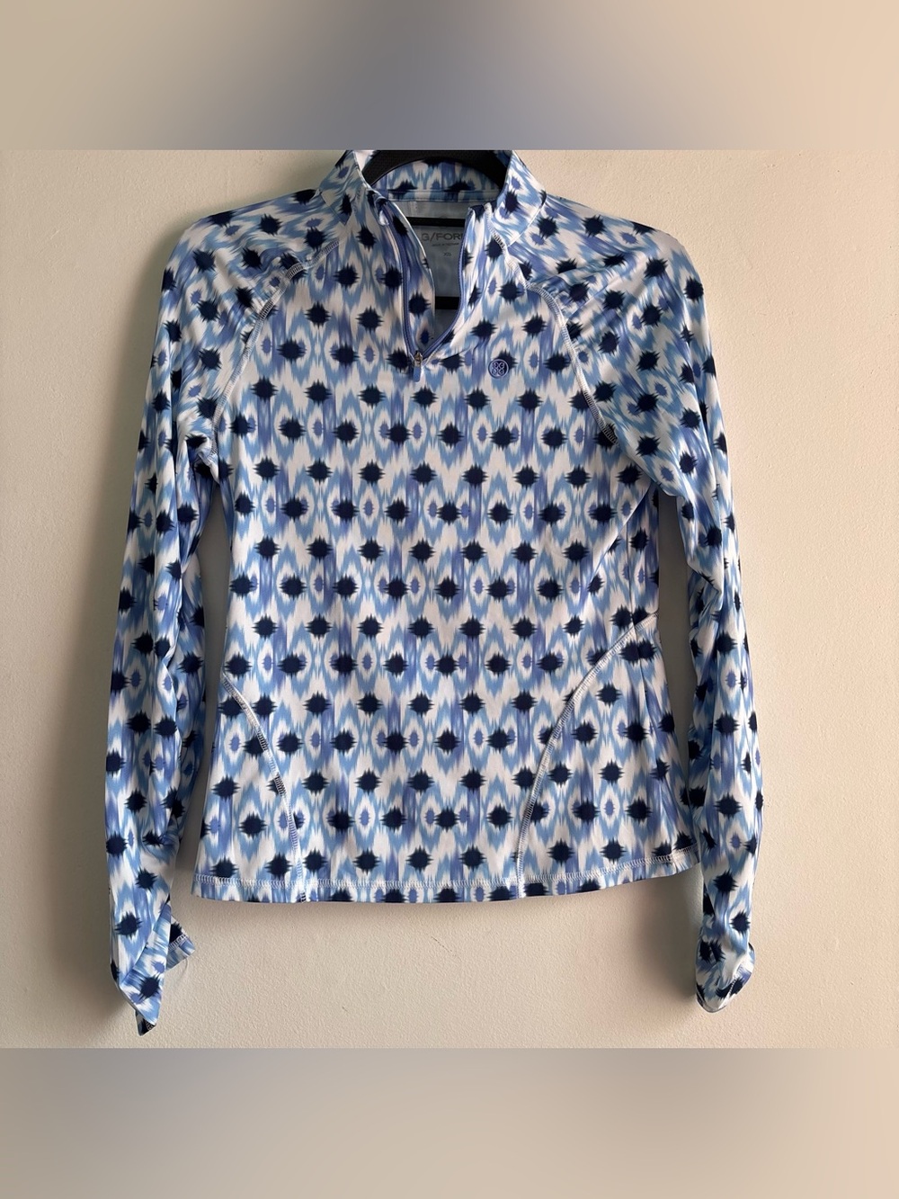 G/FORE Blue & White Geometric Quarter-Zip Pullover